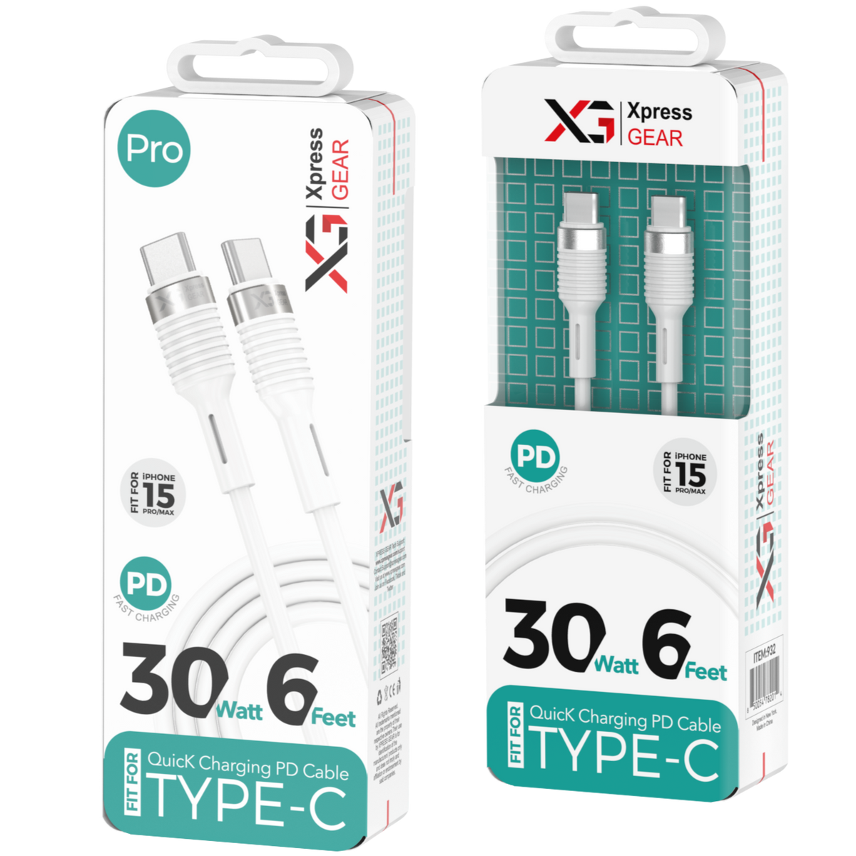 932: XG PRO 6ft 30W Type-C to Type-C Cable