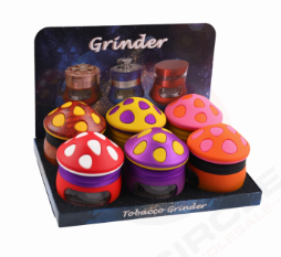 MUSHROOM SHAPED ZINK 4 4LAYER GRINDER 6CTS/DISP