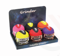 RD86: 4LAYER ALLOY FOOTBALL HELMET HERB GRINDER 6CTS/DISP