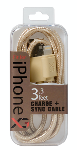 P402: XG P-Series iPhone Nylon Braided Gold Cable