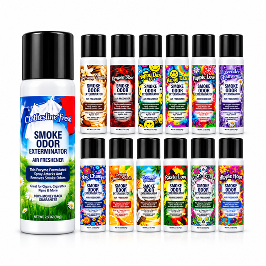 AF31: SMOKE ODOR SPRAYS 12 SCENTS — illustrative 3D-style product rendering