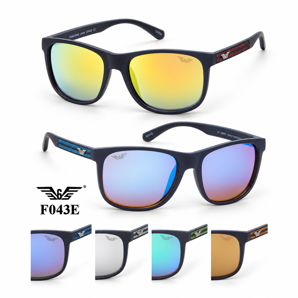 F043E: Sunglasses 12cts/box — illustrative 3D-style product rendering