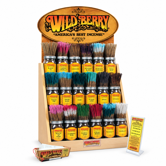 WILD BERRY STICK STARTER KIT COUNTER DISPLAY 3600 STICKS — illustrative 3D-style product rendering