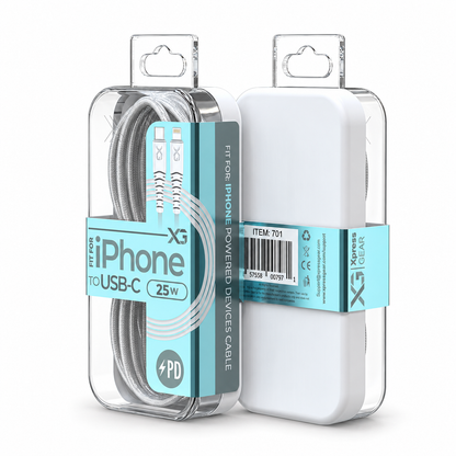 701: XG Mini USB-C iPhone Cables — illustrative 3D-style product rendering