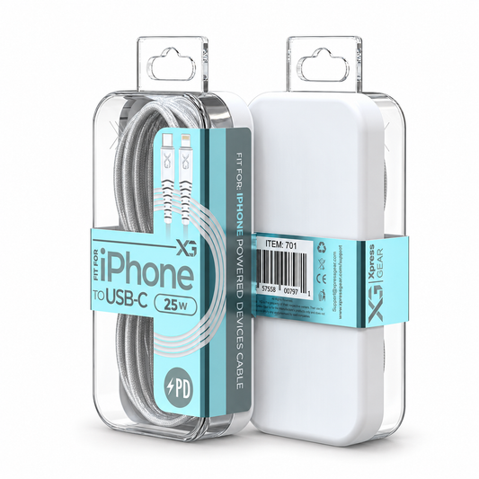 701: XG Mini USB-C iPhone Cables — illustrative 3D-style product rendering