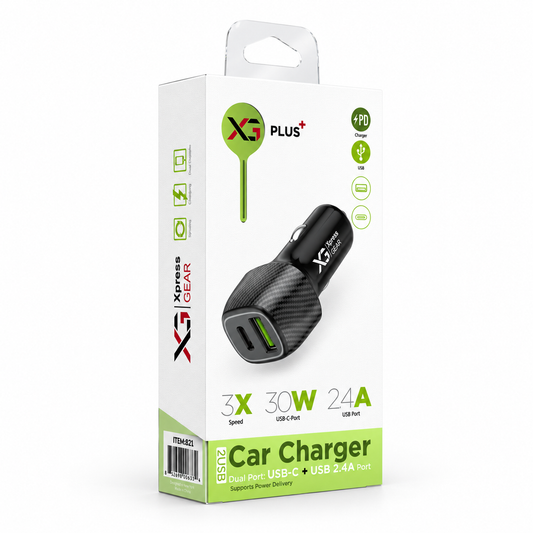 821: XG PD Car Charger — illustrative 3D-style product rendering