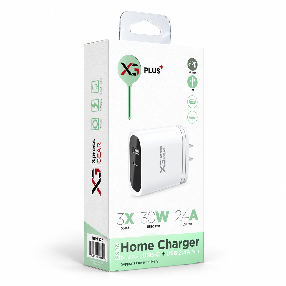 822: XG PD Home Charger — illustrative 3D-style product rendering