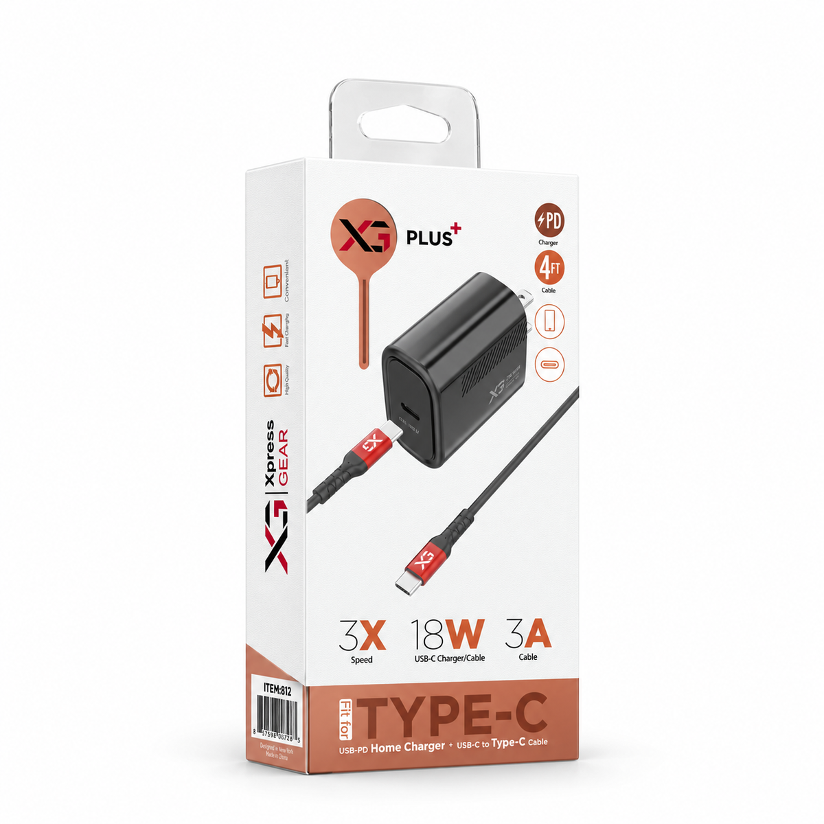 812: XG PD Type C Home Charger — illustrative 3D-style product rendering