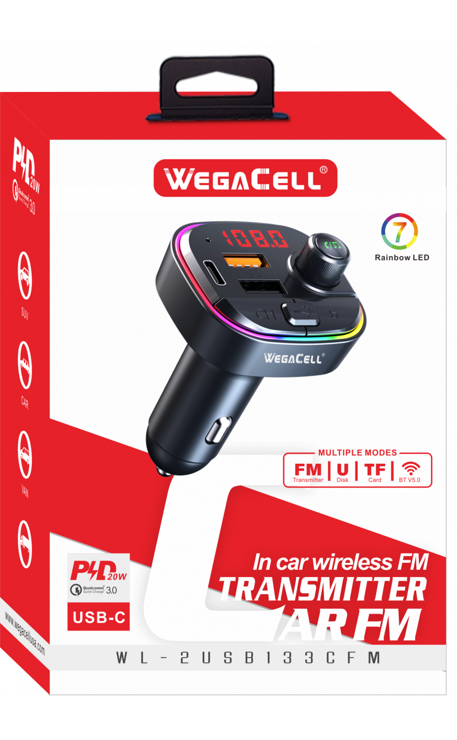 FM CAR TRANSMITTER WITH TYPE C CHARGING PORT
