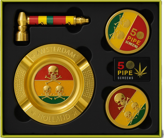 GB21: HERB GRINDER ASHTRY AND DRY PIPE GIFT KIT 5IN1 SET
