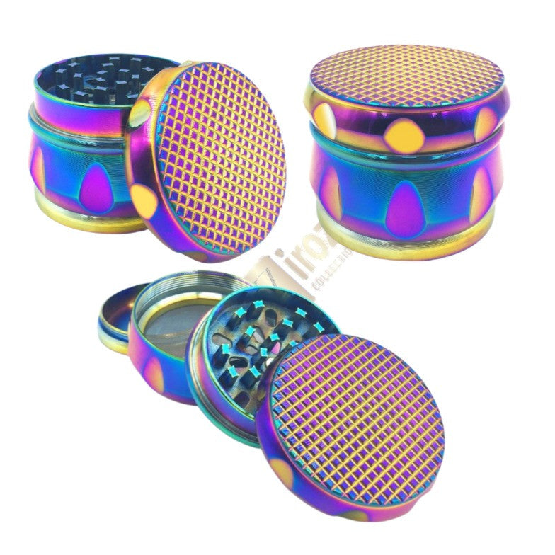 RD33: Metalic Lid Engraved Grinders 4 Parts 12/display