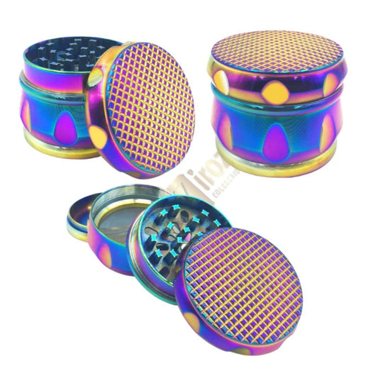 RD33: Metalic Lid Engraved Grinders 4 Parts 12/display