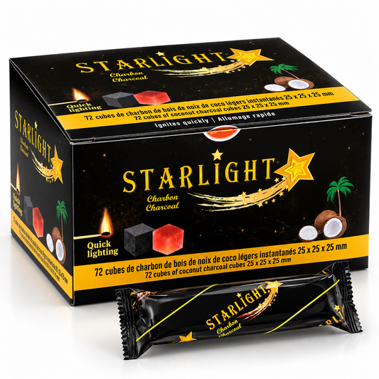 STL18k: STARLIGHT COCONUT CHARCOAL CUBES  EASY LIT 72pcs