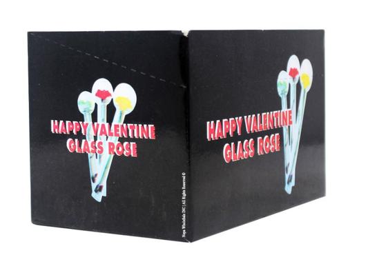 HAPPY VALENTINE GLASS ROSE 6 INCHES