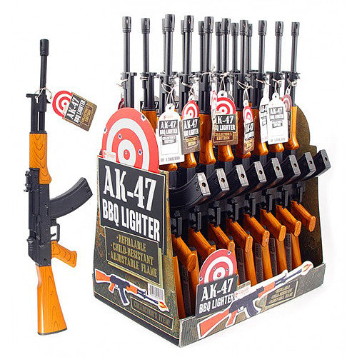 L-500-D: TAZ AK-47 GOLD & BROWN GUN LIGHTER 12PC