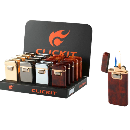 CLICKIT Flip Open Torch & Flame Mix Color SKU 20/box : GH-9967