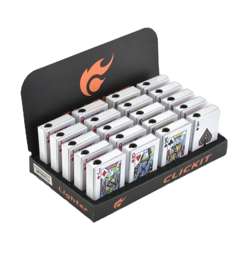 CLICKIT WINDPROOF PLAYING CARD LIGHTER SKU 20/box : GH-9289