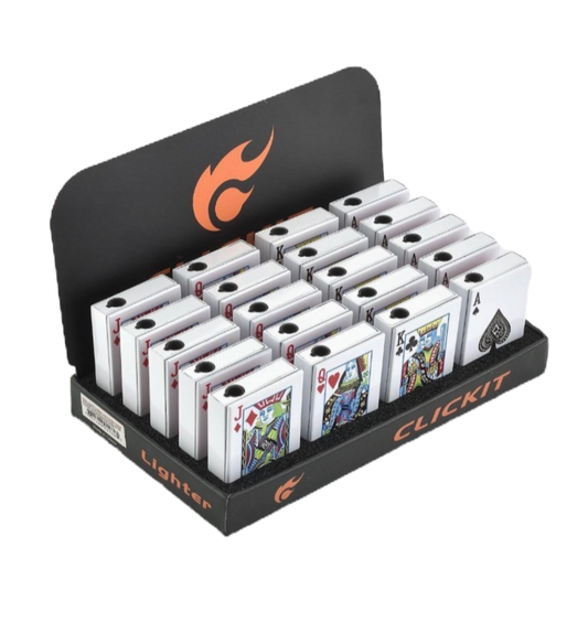 CLICKIT WINDPROOF PLAYING CARD LIGHTER SKU 20/box : GH-9289