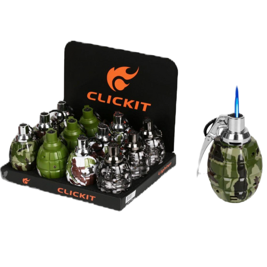 CLICKIT LARGE GRENADE TORCH W/ SOUND SKU 12/box : GH-6667